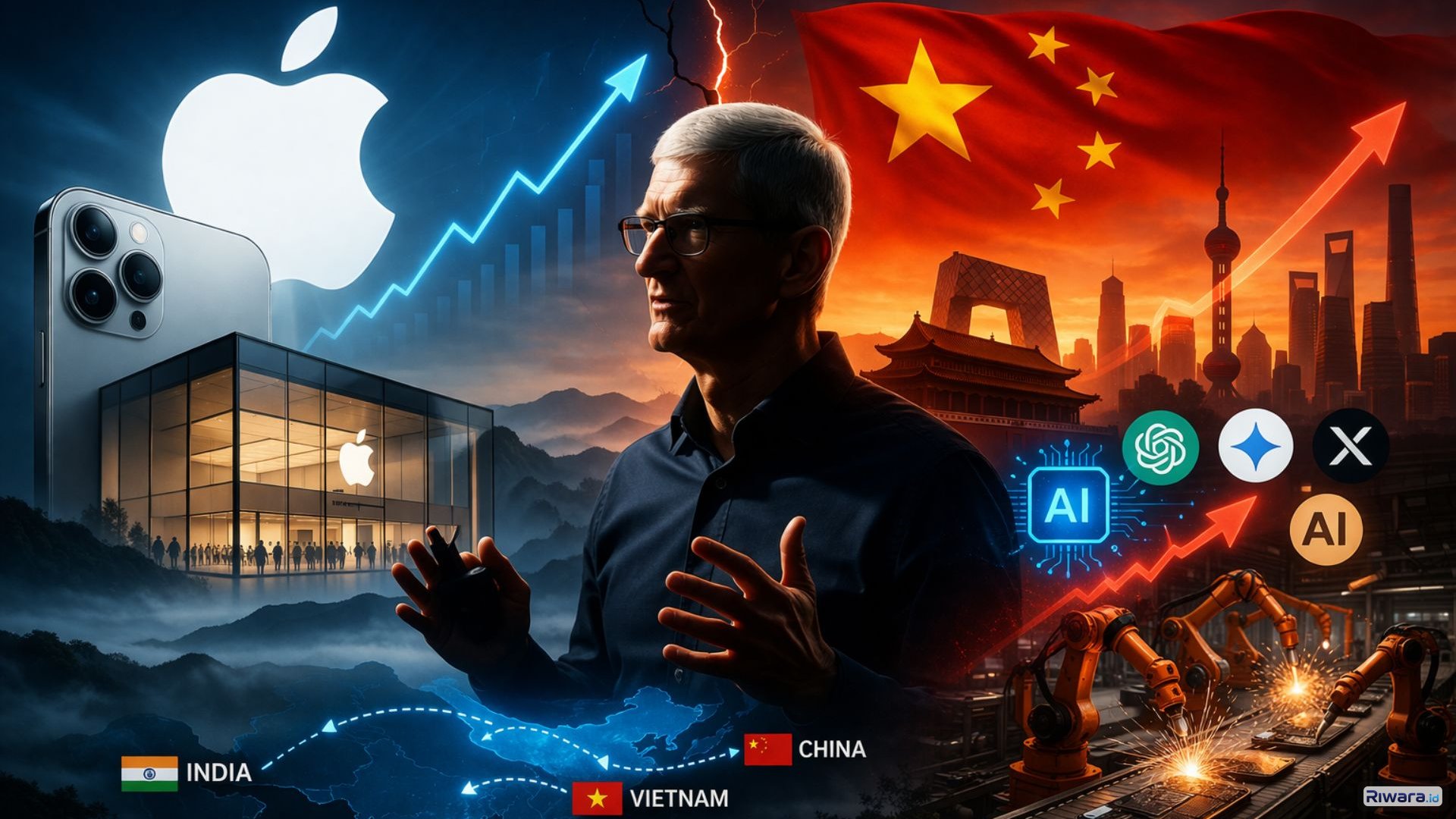 CEO Apple Tim Cook berbicara di Beijing di tengah langkah perusahaan memangkas komisi App Store di China, saat tekanan regulator meningkat dan persaingan teknologi global semakin ketat.